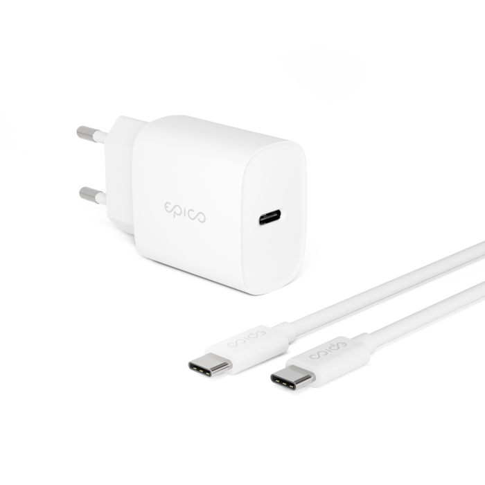 Epico 20W Snabbladdare med 1.2m USB-C kabel