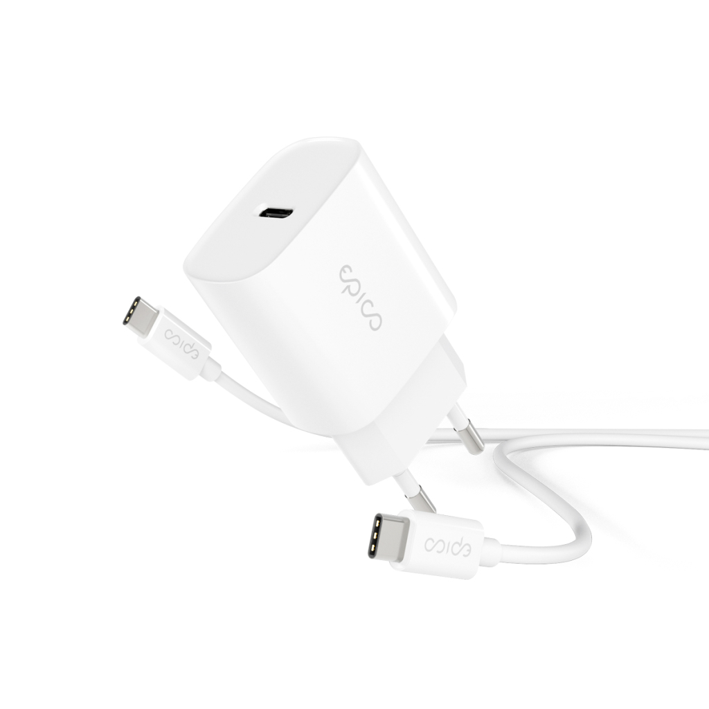 Epico 20W Snabbladdare med 1.2m USB-C kabel