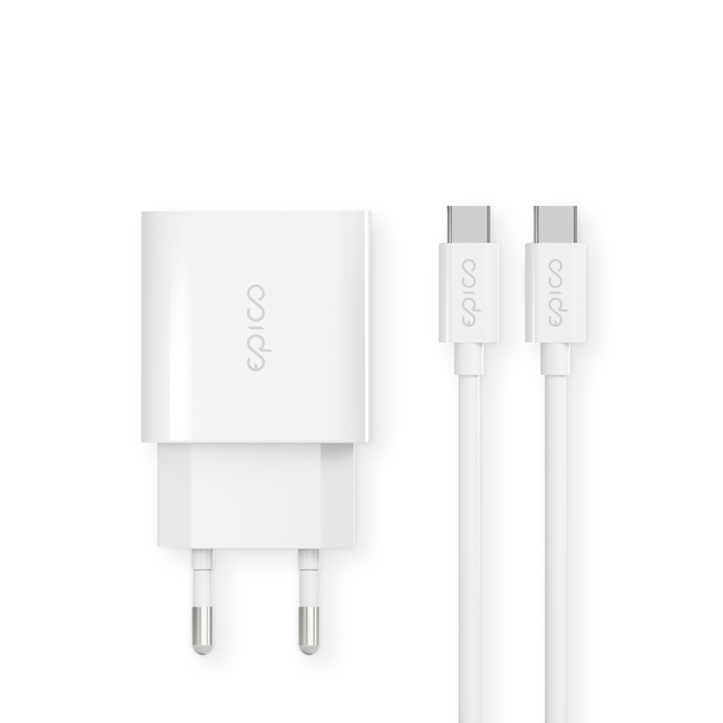 Epico 20W Snabbladdare med 1.2m USB-C kabel